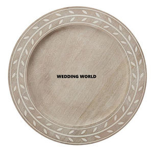 จานไม้รูปทรงกลมดีไซน์สวยงานทำมืออุปกรณ์ทานอาหารจานไม้ - Product Image 4