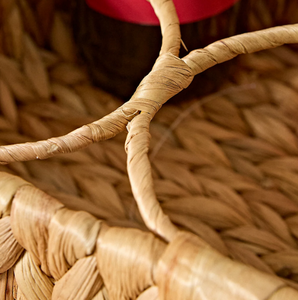 ตะกร้าใส่ของผักตบชวาแบบทำมือมีที่จับ6ช่องอุปกรณ์บนโต๊ะสำหรับรับประทานอาหารในห้องครัวปิกนิก - Product Image 5