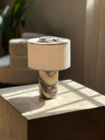 Lampe de table portable rechargeable en marbre naturel, lumière d'appoint sans fil, petite lampe à piles pour chambre, bureau et voyage