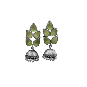 Latest Collection Fashionable Stylish Jewelry Silver Look Alike Stone <b>Stud</b> Jhumka <b>Earring</b> Jewelry for Women and <b>Girls</b> - Product Image 2