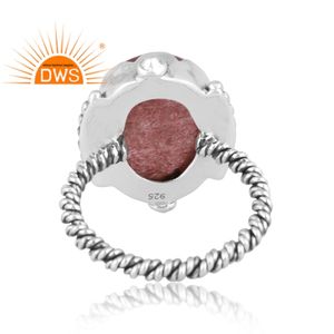Anillo de declaración de piedras preciosas de cuarzo fresa Natural de plata esterlina oxidada más vendido fabricante de joyería personalizada - Product Image 4