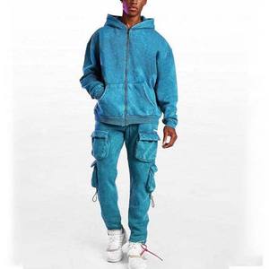 Trajes de chándal con cremallera Vintage lavados con ácido personalizados para hombre, chándal estampado de peso pesado a la moda de alta calidad 100% algodón - Product Image 1