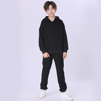 Çocuklar İçin Unisex Kışlık Pamuklu Polar Kapüşonlu Eşofman Takımı, Düz Renk Özel Logo Baskılı Günlük Giyim