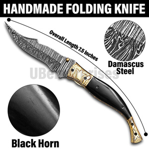 Cuchillo de Caza de Acero de Damasco de Alta Calidad, Mango de Cuerno de Carnero, Hoja Recta, Garantía de 3 Años, OEM Personalizado, Alta Durabilidad para Exteriores - Product Image 3