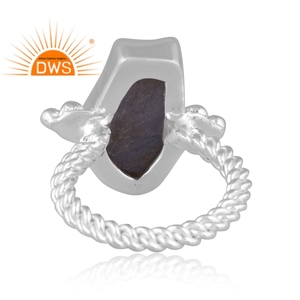 แหวนพลอยลาบราดอไรต์ธรรมชาติทำจากเงินแท้เครื่องประดับแบบเรียงซ้อนกันได้ของขวัญสำหรับผู้หญิงดีไซน์ล่าสุด - Product Image 4