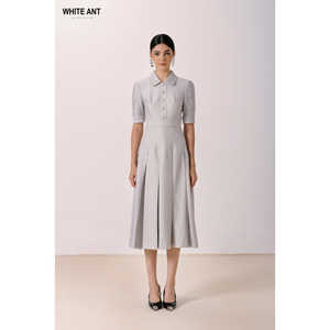 Vestido de precio de fábrica para mujer Botones frontales Orion Box Vestido plisado Tela ecológica Ropa de mujer Whiteant Vietnam Factory - Product Image 1