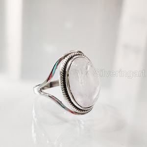 Anillo de mujer, de cuarzo rosa Natural piedra preciosa, piedra natal de abril, banda de diseñador, joyería hecha a mano de Navidad, anillo de Plata de Ley 925 - Product Image 2