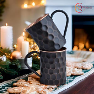 Juego de tazas de mula de Moscú de cobre 100% sólido puro martillado de 2 tazas de bebida de Color negro de cóctel para regalo con asas de Metal - Product Image 6