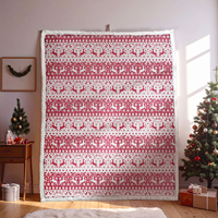 Çevre Dostu Noel Battaniyesi %100 Polyester Yumuşak Sıcak İki Katmanlı Şerpa Flanel Dört Mevsim Kullanımlı Tatil Hediyesi OEM
