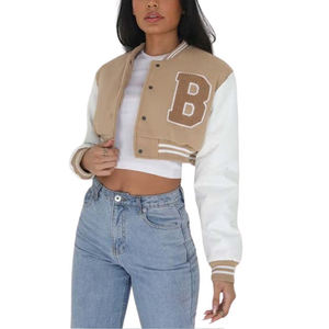 Bomber universitaire court d'hiver pour femmes du fabricant OEM Veste Streetwear en chenille brodée Logo personnalisé Design respirant - Product Image 4