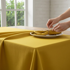Luxury Cotton <b>Tablecloth</b> Solid Pattern Customizable <b>Square</b> Shape-Eco-Friendly Durable for Elegant Dining Sustainable Home Use - Product Image 3