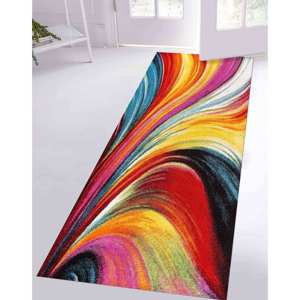พรมนามธรรมที่มีสีสัน: พรมสำเนียงสีรุ้งที่ทันสมัย, พรมพิมพ์ลาย, กับกองพรมนุ่ม - Product Image 4