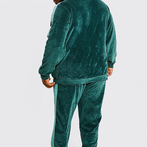 Survêtements décontractés 100% coton pour hommes ensemble de survêtements en micro velours vert pour hommes à vendre pour l'hiver 100% coton - Product Image 3