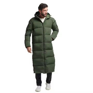 Chaqueta acolchada larga de invierno de alta calidad para hombre, cuello levantado, bolsillos laterales con burbujas, tela de lona, logotipo personalizable, burbuja para invierno - Product Image 1