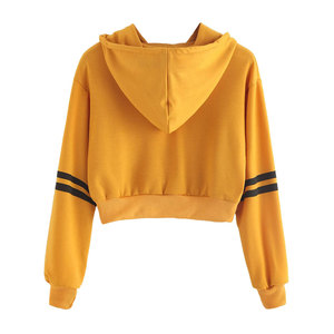 Sudaderas con capucha cortas personalizadas para mujer, tops recortados de alta calidad, Sudadera corta informal de color sólido de gran tamaño con hombros caídos - Product Image 2