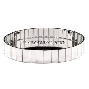 Plateau de miroir décoratif en verre métallique de style baroque avec des détails artisanaux conçus pour les salons et les hôtels élégants - Product Image 5