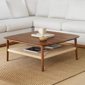 Mesa de centro de sofá doble moderna Simple de alta calidad de madera maciza para sala de estar o dormitorio-Tatami para hoteles - Product Image 1