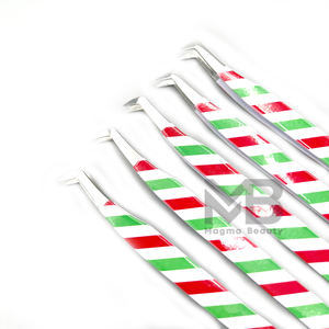 Pinzas de extensión de pestañas con agarre liso recubierto de papel múltiple de volumen de arranque especial, puntas plateadas de acero inoxidable japonés, Etiqueta Privada - Product Image 4