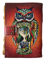 Journal en cuir véritable Colorful Owl Printed Book Of Shadows Witch Craft Journal Grimoire Magical Book With Lock Clasp Note Book