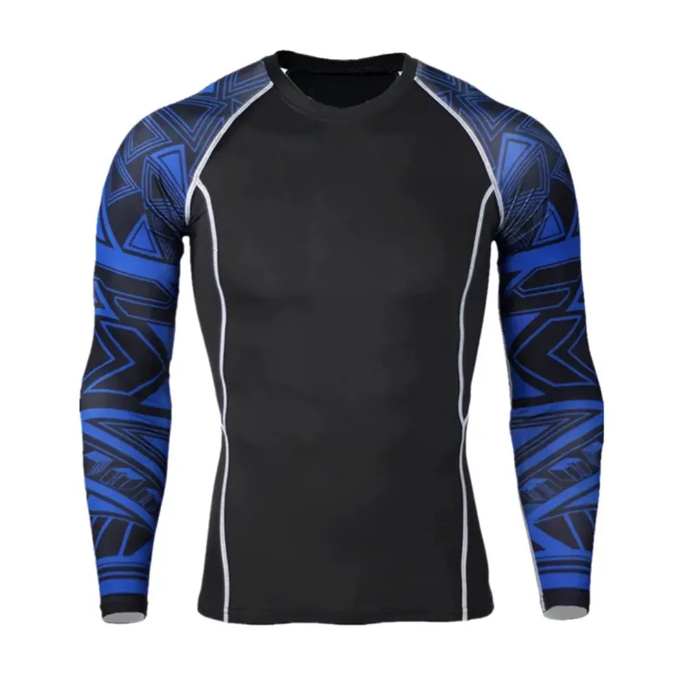 Compression Shirt Men's Base Shirts Tight-Fitting Second Skin Technical Printing Long Sleeve Bodybuilding