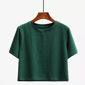 Tops Cortos de Mujer, Ajustados, Casuales, de Manga Corta, Transpirables, de Secado Rápido, Tejido de Punto de Spandex/Poliéster, para Verano, Pakistán - Product Image 6