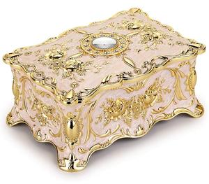 Organizador de almacenamiento de baratijas de joyería de metal vintage pequeño, cajas de joyería de metal para mantener joyas elegantes en latón acabado dorado - Product Image 4