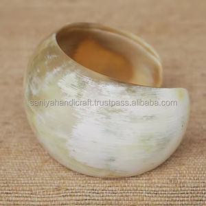 Polished Natural Buffalo Horn <b>Bracelet</b> Cuff Handicraft Dome Bangle with <b>Love</b> Style Souvenir at Economical Price - Product Image 4