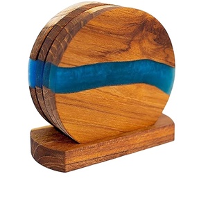 Posavasos decorativo de madera con epoxi para mesa de comedor, posavasos decorativo para servir té, 4 unidades - Product Image 1