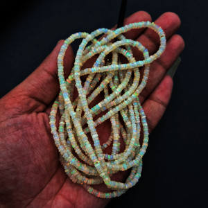 Cuentas lisas Rondell de piedras preciosas de ópalo etíope de calidad AA Natural 3-4 MM 16 pulgadas 24 CT - Product Image 2