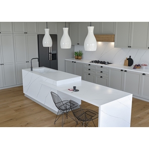 Custom Kitchen Bathroom Vanity Tops Calacatta Quartz Natural Stone Countertops Carrara Calacata Hotel Project Quartz Plate - Product Image 2