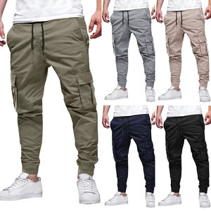 Vêtements de travail décontractés tout en coton à la mode pour hommes, pantalons de couleur unie, coupe ample, vêtements de sport multi-poches, vêtements en coton de couleur unie - Product Image 3