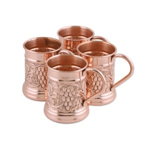 Tasses en cuivre faites à la main de qualité supérieure design martelé pour cocktails eau bière jus ayurveda idéal pour cuisine salle à manger bar et cadeaux - Product Image 1