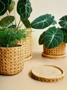 Pots de fleurs écologiques en bambou de style vintage avec plateau pour décoration de jardin à la maison-suspendus ou utilisés au sol - Product Image 3