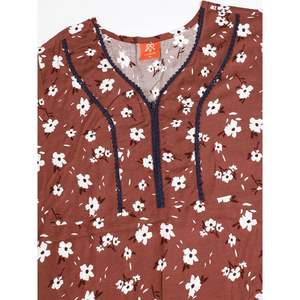 Chemise de nuit longue Evolve pour femme en rayonne imprimée, super confortable, couleur magenta, avec taille élastique et cordon de serrage, taille unique - Product Image 2