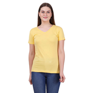 Vente en gros de t-shirt promotionnel vierge personnalisé super doux sec tri mélange taille personnalisée doux à manches courtes sérigraphie haut pour femme - Product Image 1