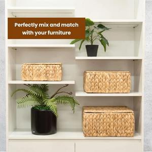 ชุดกล่องเก็บของจัดระเบียบบ้าน 3 ชิ้น กล่องเก็บของทำมือ เป็นมิตรกับสิ่งแวดล้อม ของตกแต่งบ้านและของใช้ในบ้านจากธรรมชาติ ขายส่งจากเวียดนาม - Product Image 4