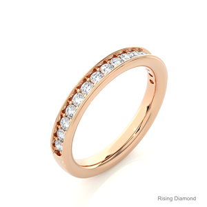 0.42 CTW ชุดปูเพชรทรงกลมสำหรับปูเป็นเม็ดกลมสีโรสโกลด์แหวนแต่งงานครบรอบของขวัญ - Product Image 4