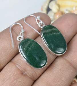 Prix de gros Boucle d'oreille crochet en argent sterling 925 fait à la main forme ovale grande pierre Style classique cadeau d'anniversaire - Product Image 3