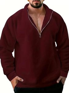 Wholesale Men's 100% Cotton Long Sleeve Casual Winter Sweatshirt <b>Mock</b> <b>Neck</b> Hoodie in Polyester Blend - Product Image 5