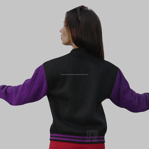 Custom Authentic Varsity Jacket for <b>Women</b> OEM Factory Direct Cotton <b>Fleece</b> Letterman Jacket with Embroidery Patches Wholesale - Product Image 4