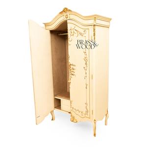 Armoire de style français luxueuse en crème avec des sculptures élégantes en feuille d'or et des motifs floraux peints à la main pour la décoration de chambre de palais - Product Image 6