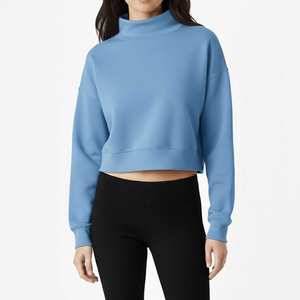 Sudadera de Forro Polar Extra Grande con Cuello Alto y Corte Cuadrado, Estilo Urbano Ecológico para Mujer, Otoño/Invierno, con Logotipo Personalizado, Alta Calidad - Product Image 4