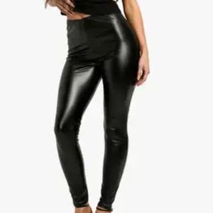 Premium Quality <b>Shiny</b> Women's High-Waisted Stretchy Leather Satin <b>Leggings</b> Pants Stylish Modern Fashion Wear Breathable - Product Image 5