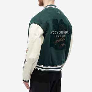 Vestes universitaires personnalisées pour hommes broderie chenille baseball style letterman tissu en laine manches longues service OEM bouton klaxon uni - Product Image 3