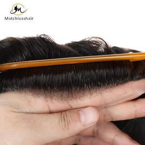 <span class=keywords><strong>N6</strong></span> French Lace Front Perruque de prothèse de cheveux pour hommes en poly PU avec cheveux indiens Toupee européen Couleur naturelle Modèle vierge - Product Image 4