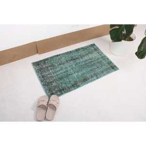 Tapis turc vintage patchwork 1,7x2,9 pi (52x89 cm) en laine persane verte avec envers en latex, tapis écologique pour la maison - Product Image 2