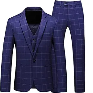 Atacado OEM 2pcs Homens Ternos Escritório de Negócios Reunião Vestido Gents Homens Ternos Plain Blue Color Blazer Tuxedo Pant Coat Suit