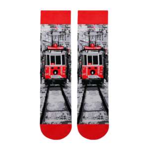 Istanbul Nostalgic Taksim Tram Patterned Unisex Sockets Breathable Daily Use Socket Covers - Product Image 1
