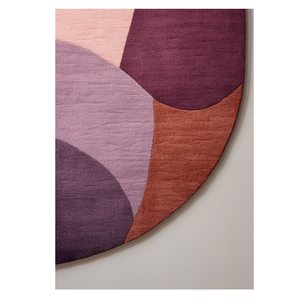 Alfombra de Lana de Nueva Zelanda Hecha a Mano, Diseño Geométrico Abstracto en Color Malva, Pelo Alto, Antideslizante, para Hogar y Baño - Product Image 2