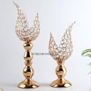 เชิงเทียนสแตนเลสขัดเงาสำหรับงานแต่งงานและวิลล่าสำหรับเทียนคริสตัลใสหรูหราที่วางเทียนจากอินเดีย - Product Image 4